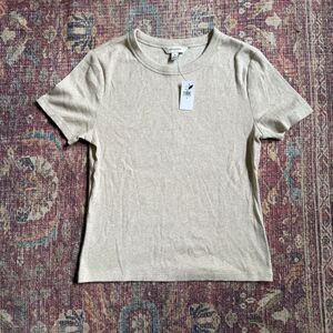 Banana Republic Small Ribbed Oatmeal Heathered Classic Scoop neck Women's Top